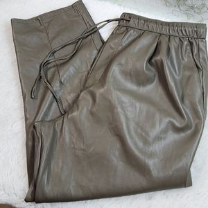 ZARA Taupe Polyurethene Capri/Crop Lenth Pants